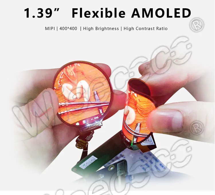 1.39 Inch 400*400 Round Amoled Screen Flexible Display Panel Smart Watch Mipi Dsi Interface Circle Oled Display Dual Screen