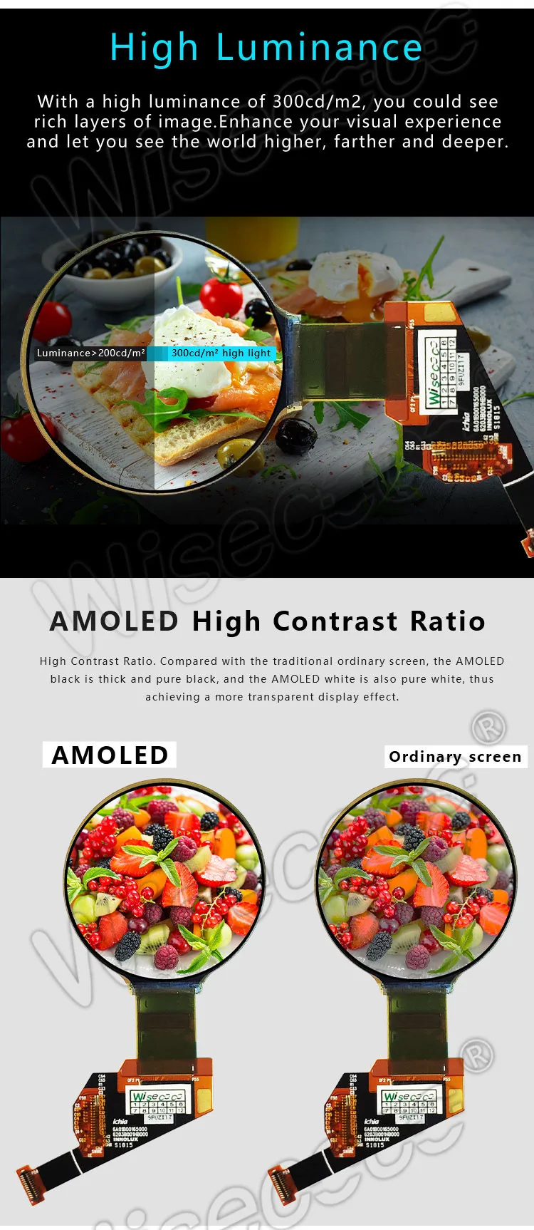 1.39 Inch 400*400 Round Amoled Screen Flexible Display