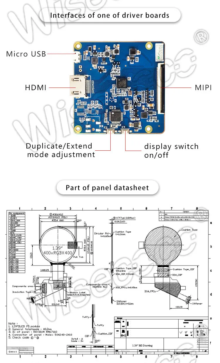 1.39 Inch 400*400 Round Amoled Screen Flexible Display