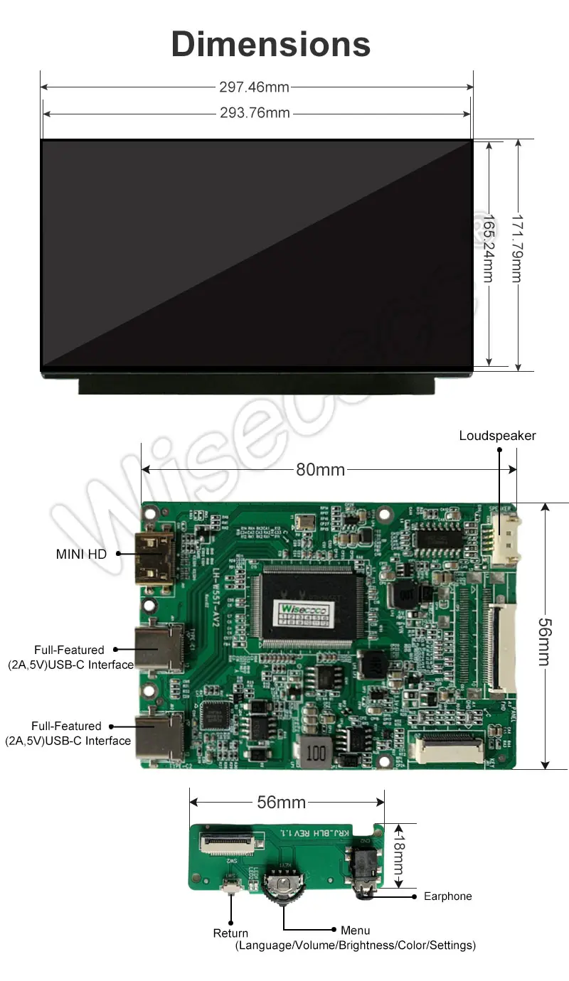 13.3 inch 1920x1080 amoled display with driver board
