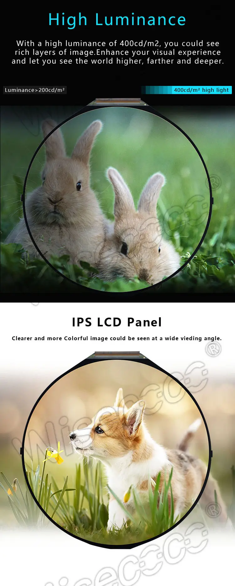 5 inch 1080x1080 round lcd display with mipi