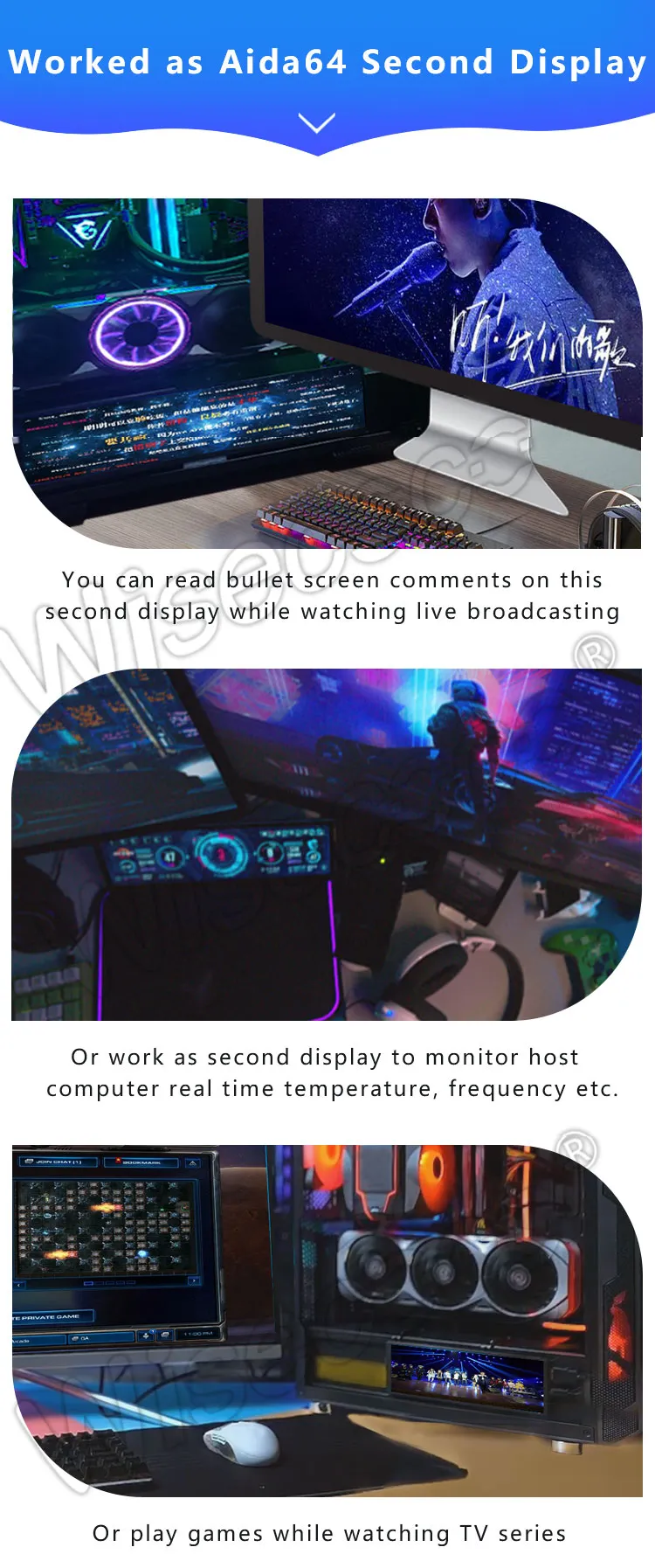 8.8 inch 1920x480 touch screen stretched bar lcd display