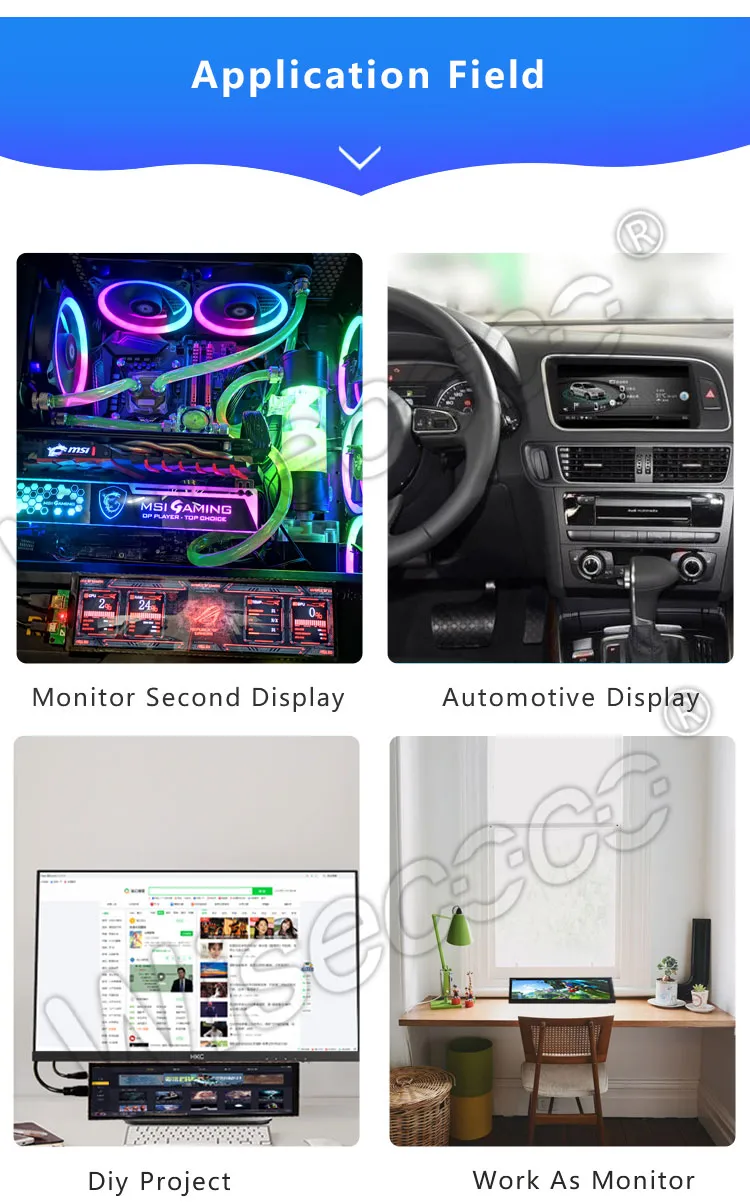 8.8 inch 1920x480 touch screen stretched bar lcd display