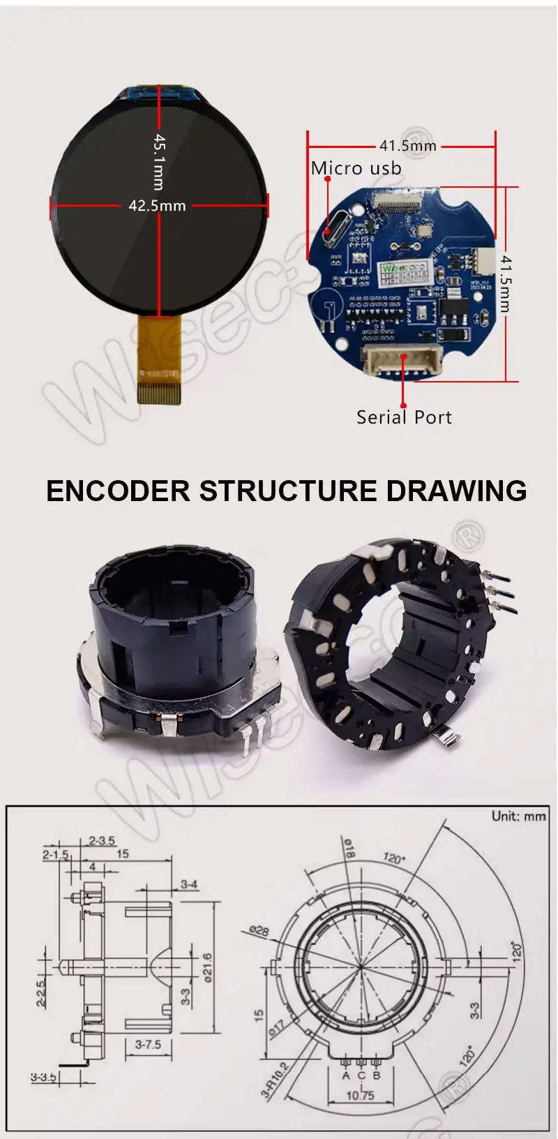 Round UART Smart Home Knob LCD Display