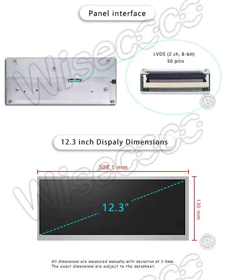 12.3 inch 1920x720 Stretched Bar LCD Display