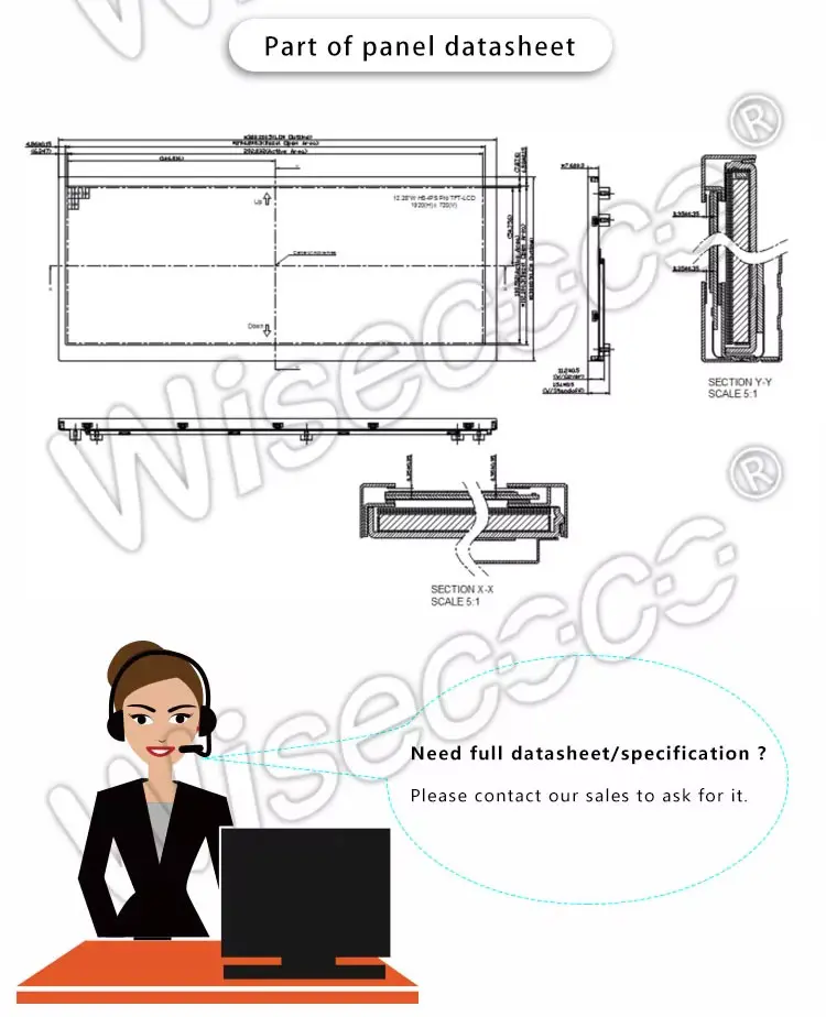 12.3 inch 1920x720 Stretched Bar LCD Display