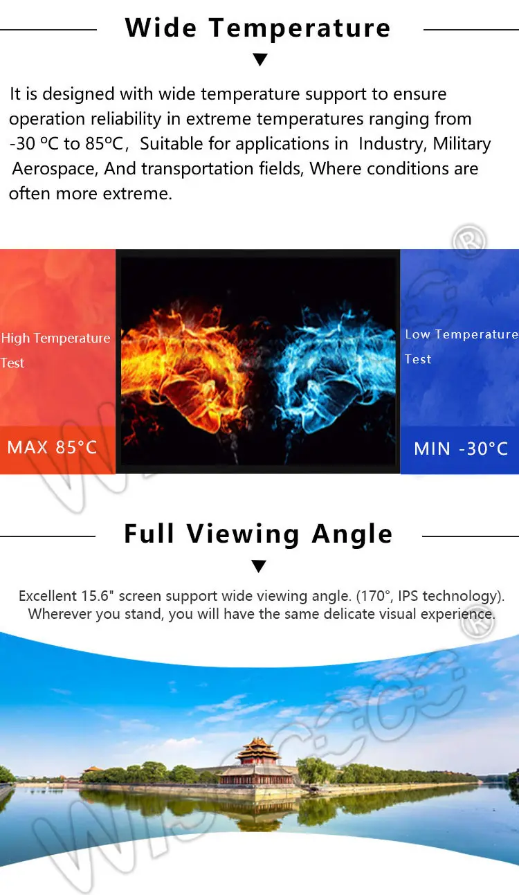 15.6 Inch FHD 1920x1080 1200 Nits High Brightness Wide Temperature Automotive Outdoor Touch Display