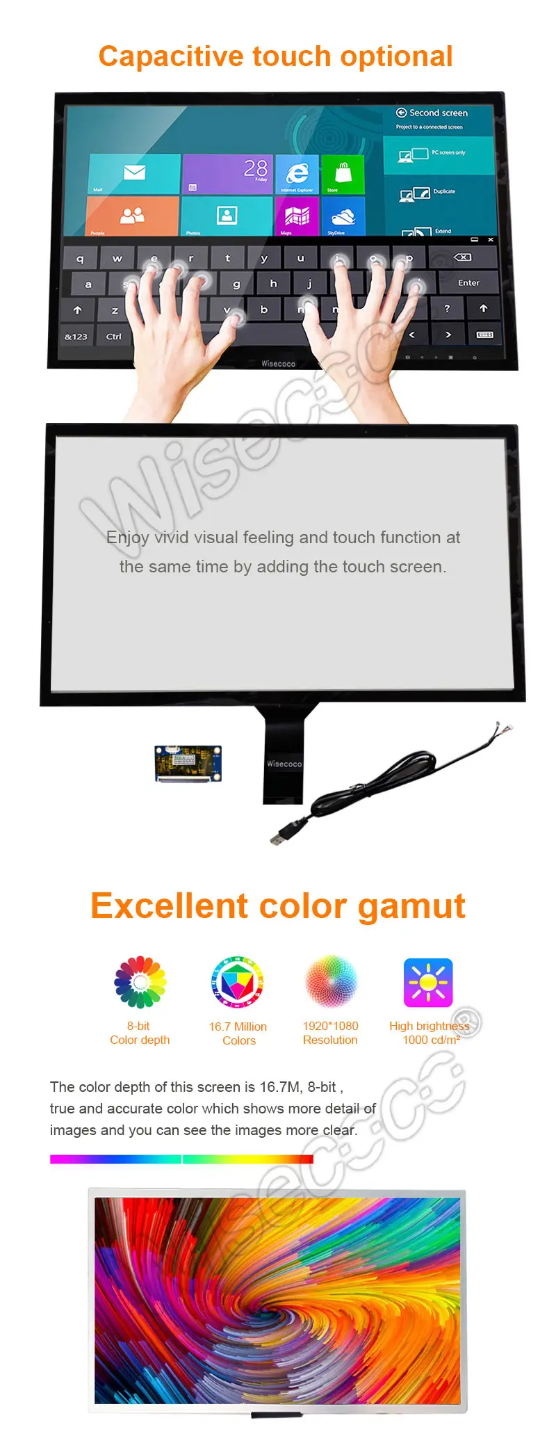 18.5 Inch Touch Screen Panel 1920*1080 1000 Nit FHD TFT LCD Modules