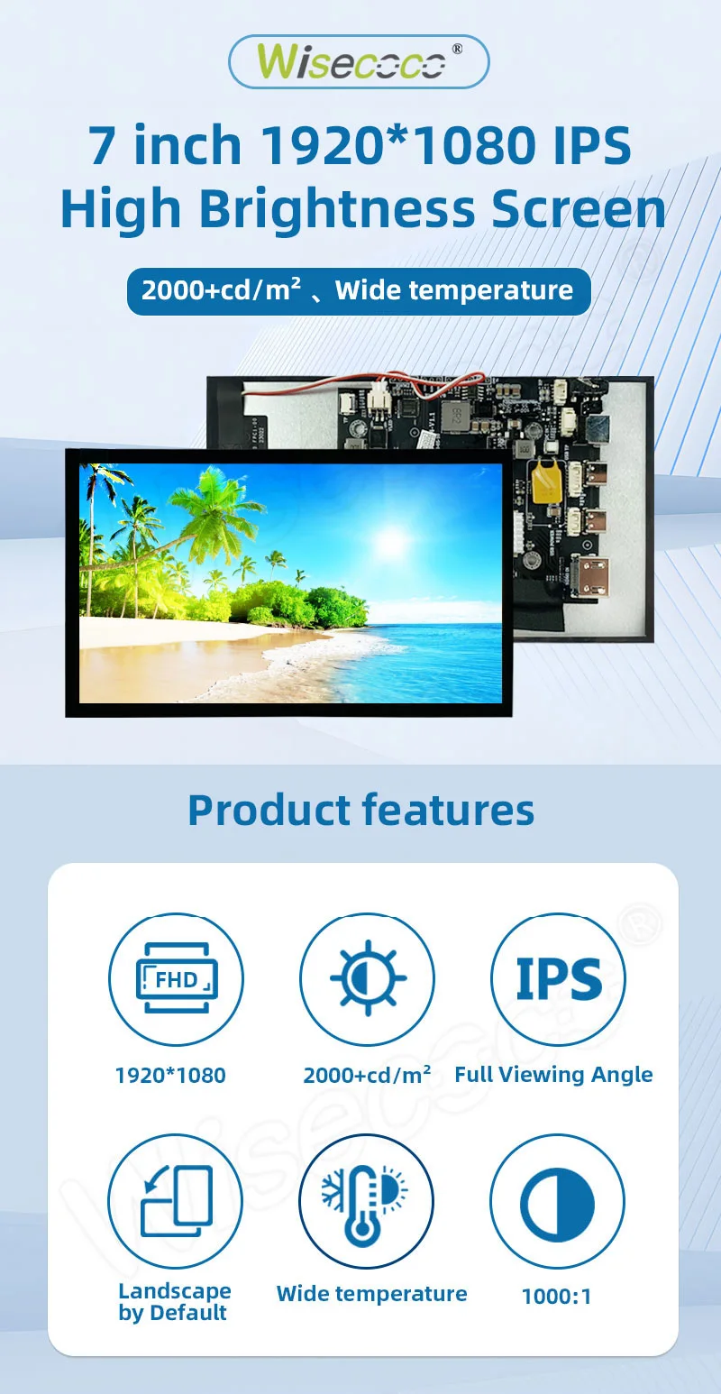 7 inch 1920 1080 ips high brightness display