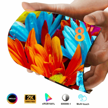 8 Inch Flexible AMOLED Display 2460×1860 IPS OLED Bendable Ultrathin Touchscreen with Driver Board Compatible with Raspberry Pi PC