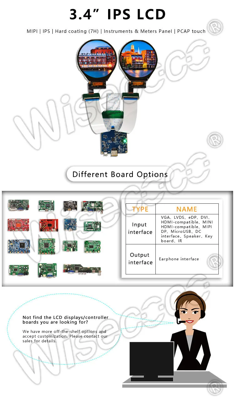 3.4 Inch 800x800 Circular LCD Display