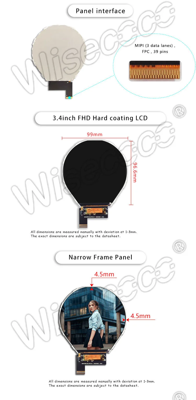3.4 Inch 800x800 Circular LCD Display