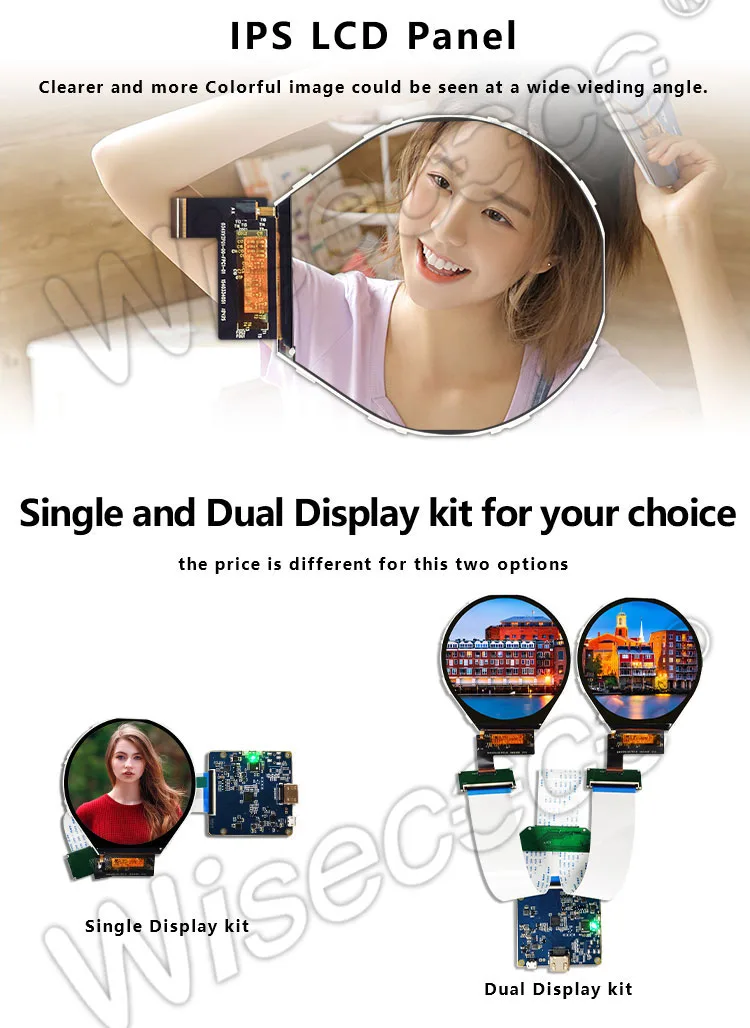 3.4 Inch 800x800 Circular LCD Display