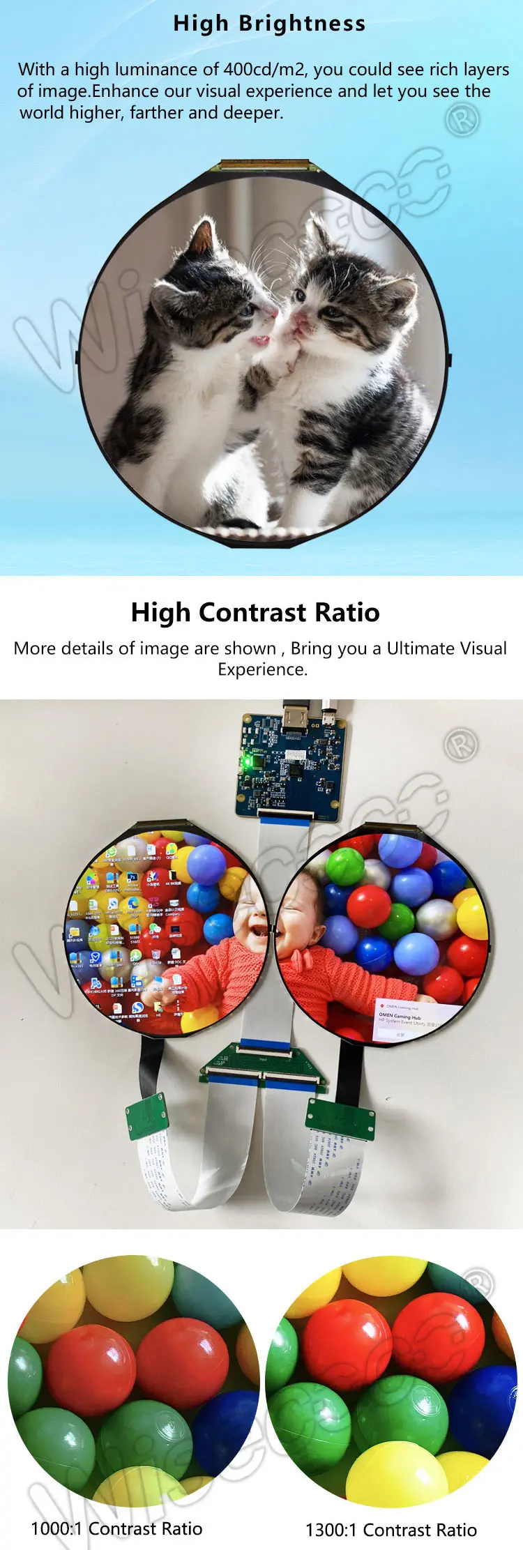 5 inch 1080x1080 IPS round lcd display