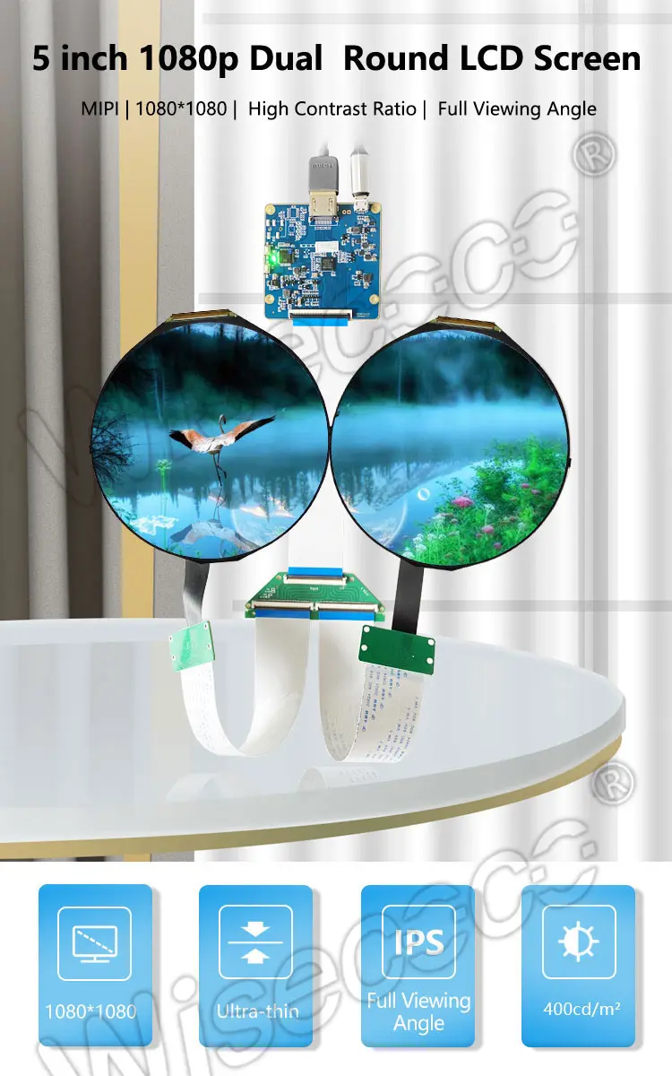 5 inch 1080x1080 IPS round lcd display