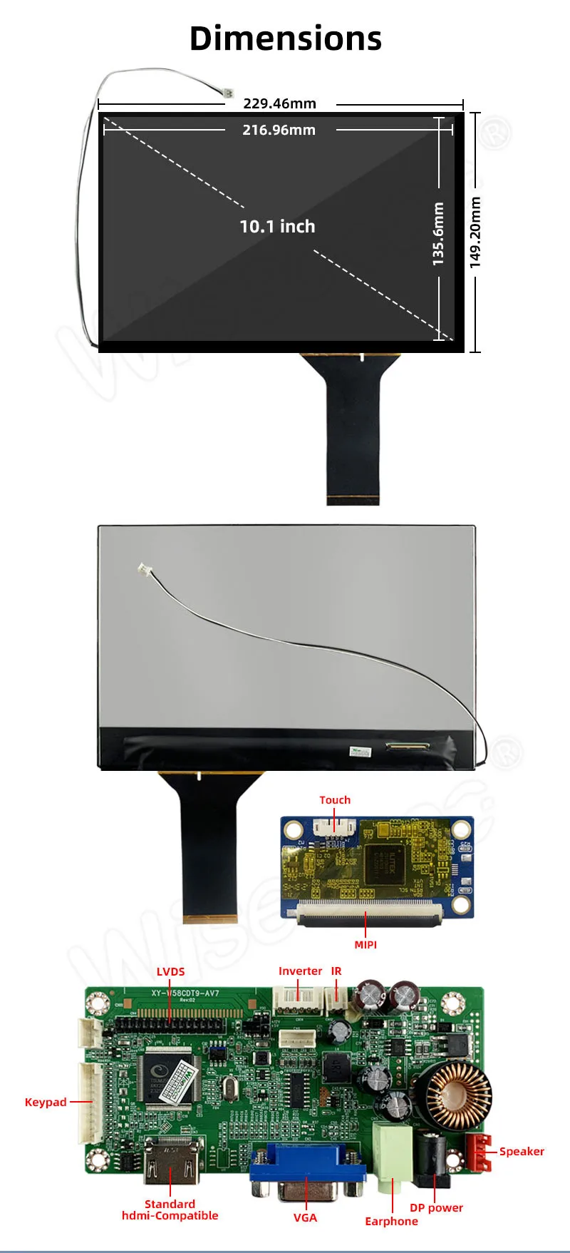 10-1 inch 1280 800 ips lcd display