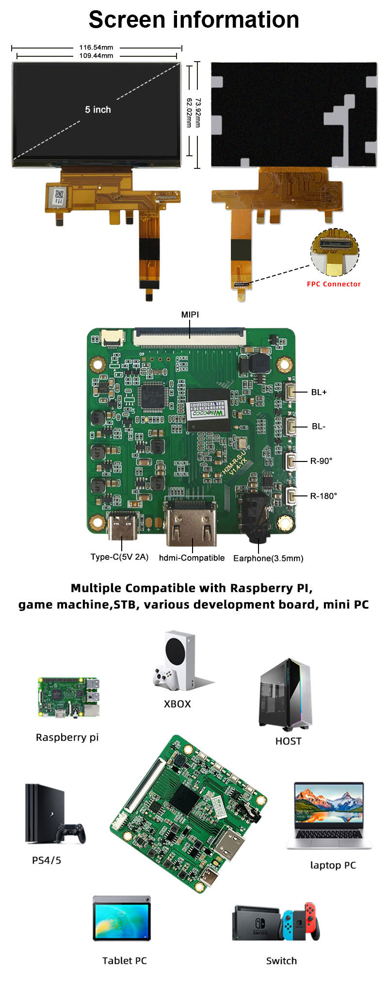 5 inch 960x544 oled display modules