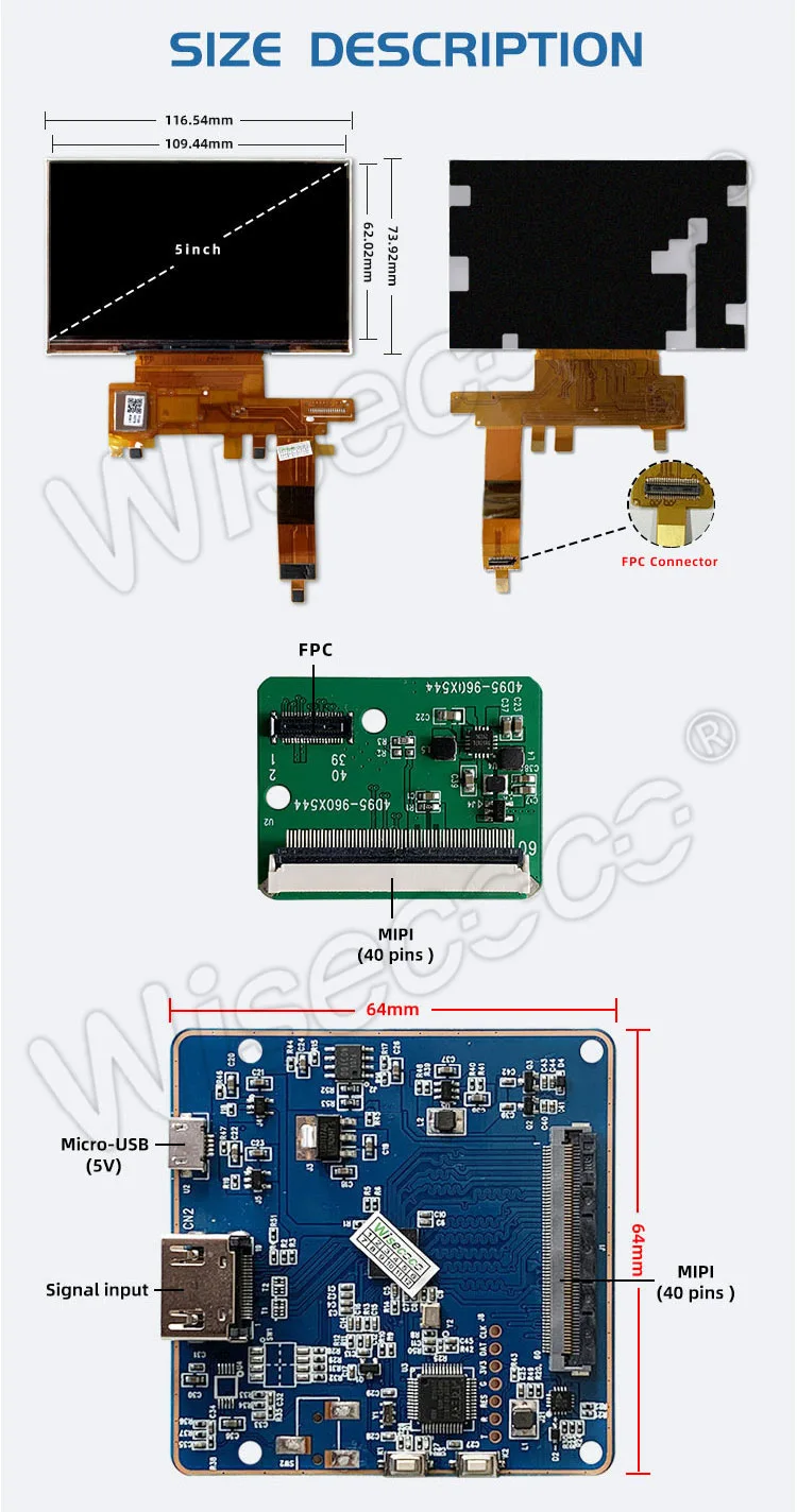 5 Inch 960*544 Oled Display Module with Controller Board