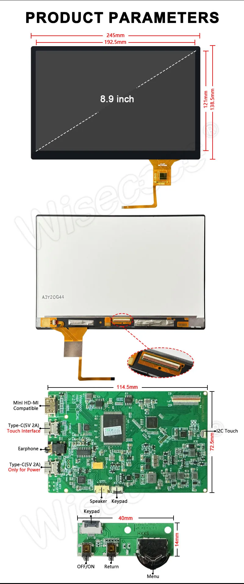 8.9 inch tft lcd display with touch