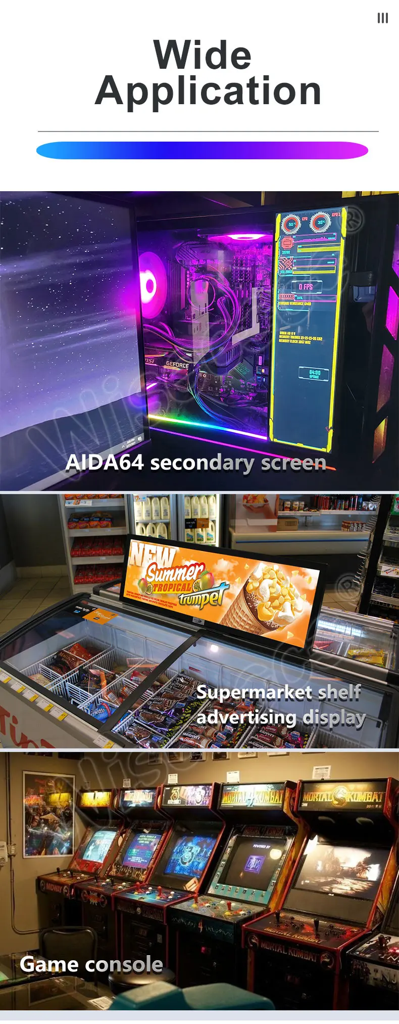 12.6 inch 1920x515 stretched bar lcd display