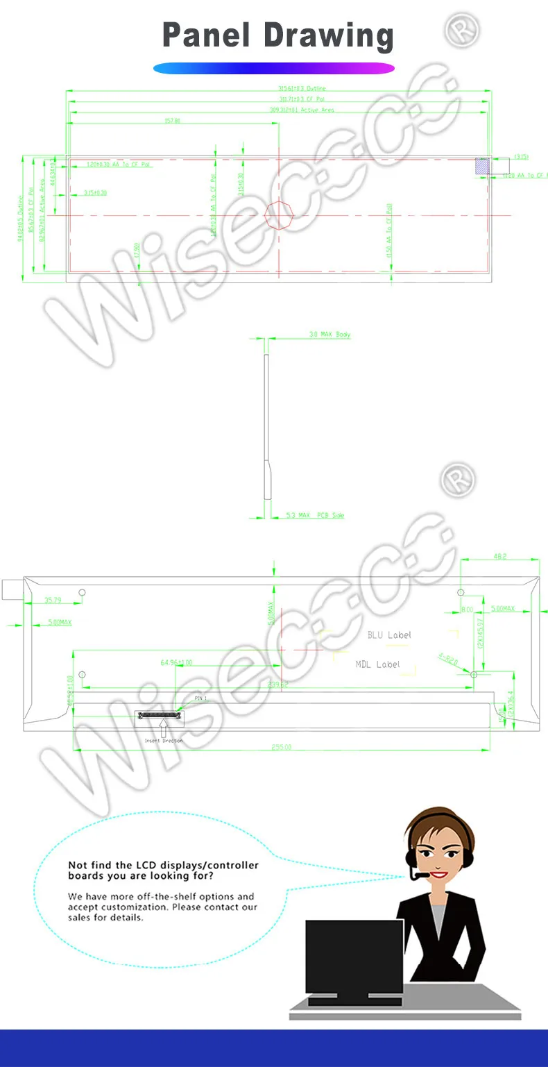 12.6 inch 1920x515 stretched bar lcd display