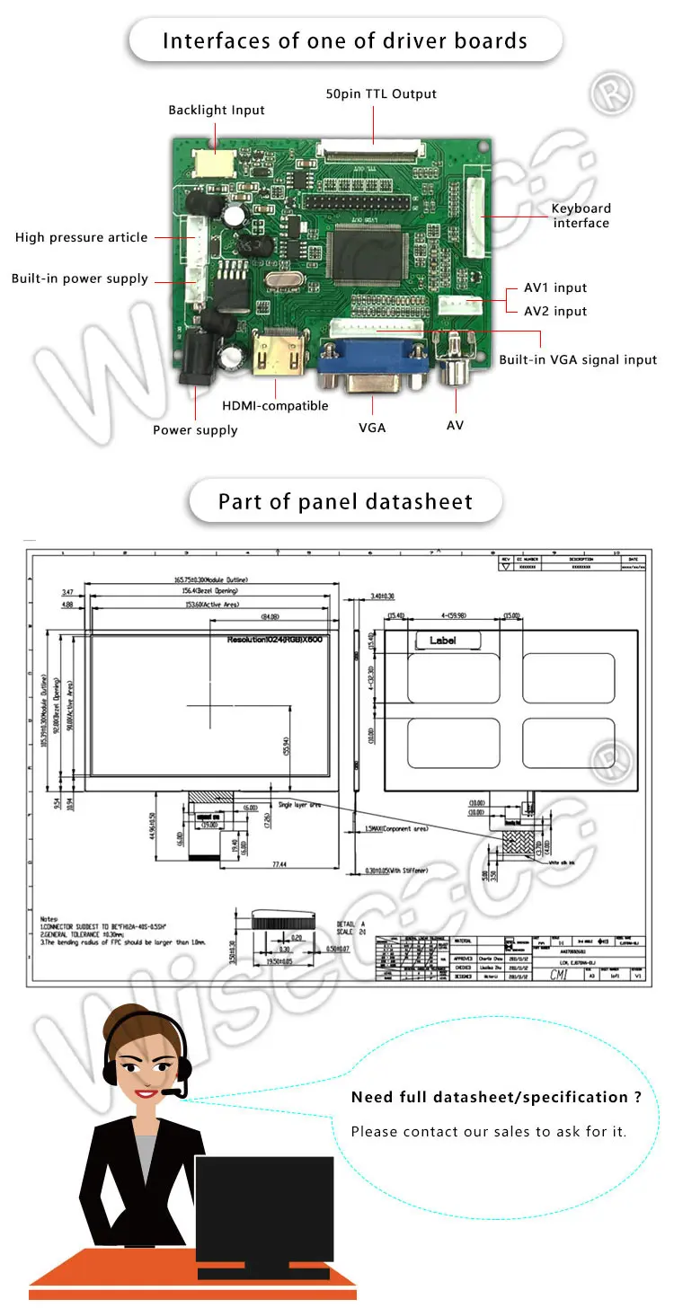 7 inch 1024x600 lvds ips tft lcd display module