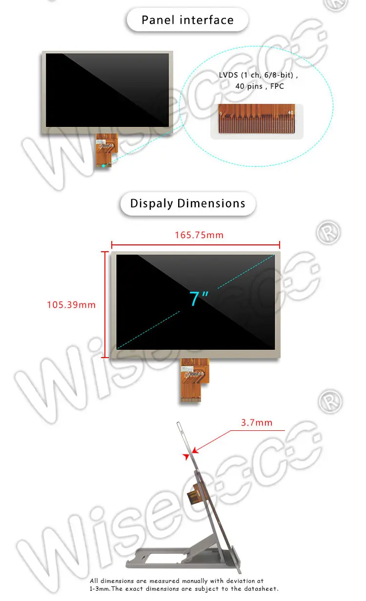 7 inch 1024x600 lvds ips tft lcd display module