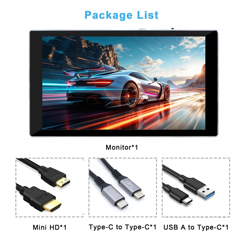 7 Inch Gaming Portable Extend Monitor with Type-c and USB