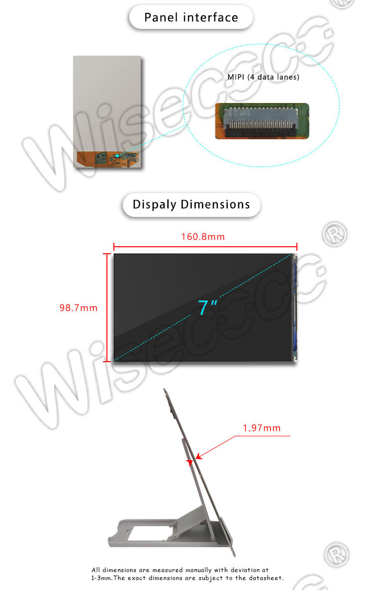 7 Inch 1200*1920 7" IPS TFT LCD Module 500nits Resolution Display Panel