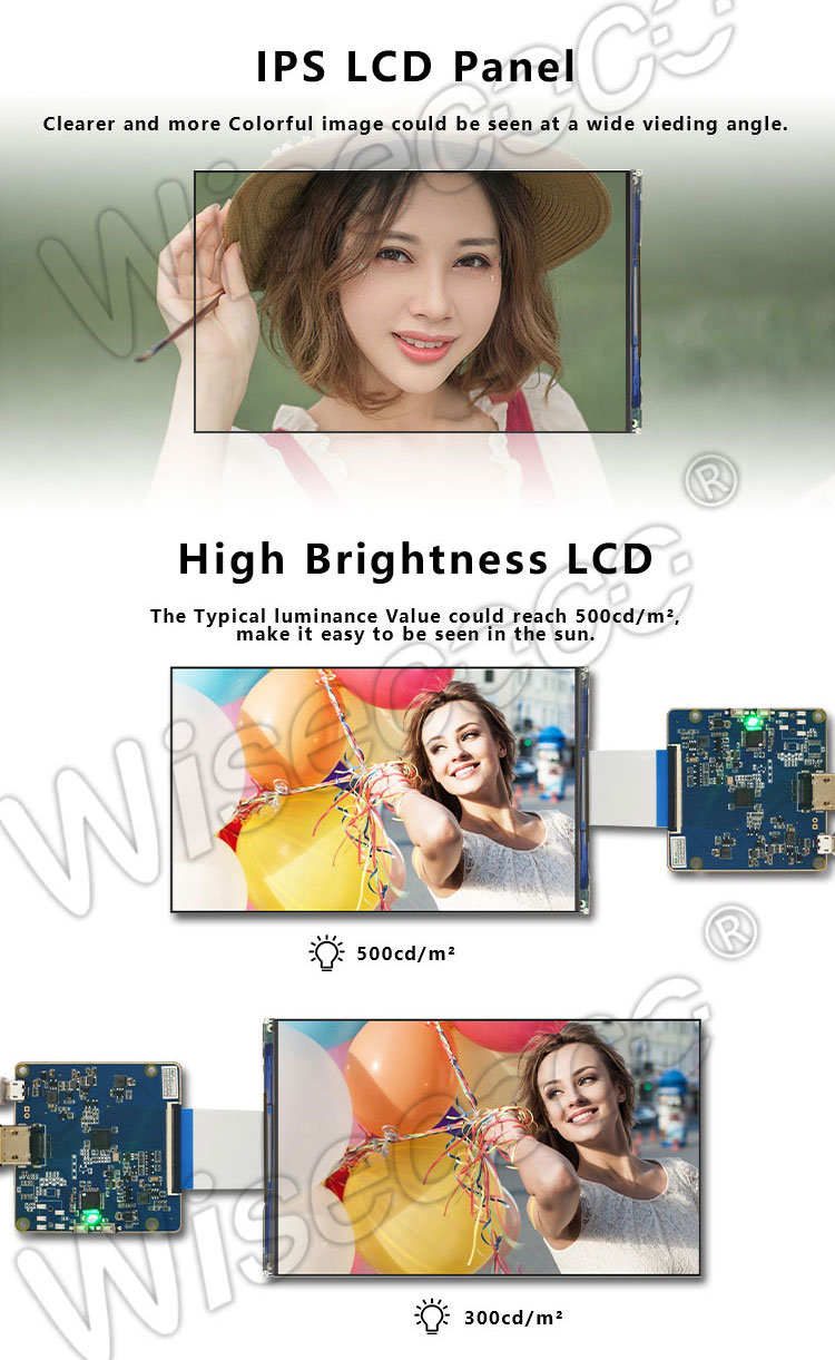 7 Inch 1200*1920 7" IPS TFT LCD Module 500nits Resolution Display Panel