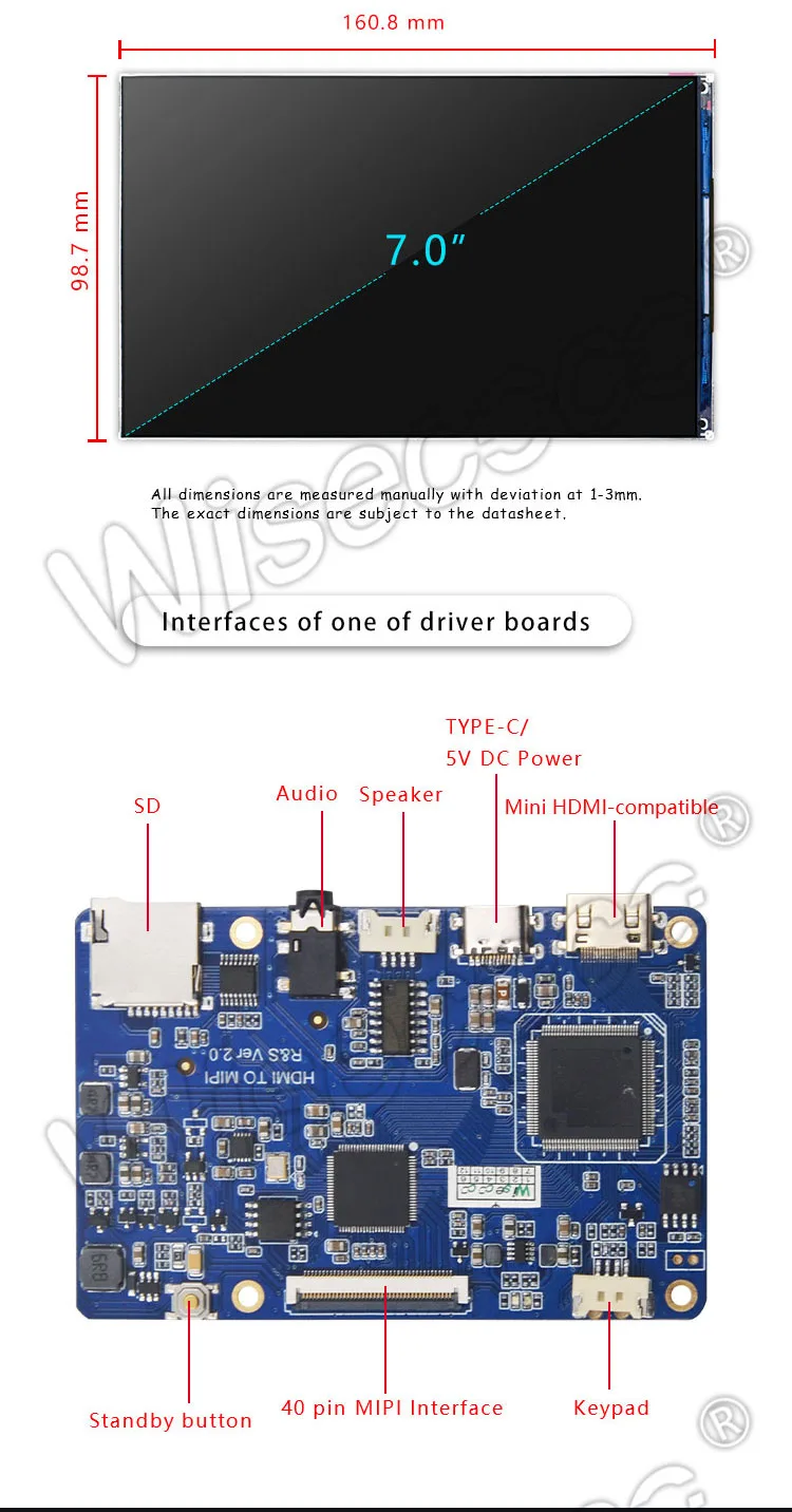 7 Inch TFT LCD Display 1920x1200 MIPI 500nits LCD Module With Driver Board