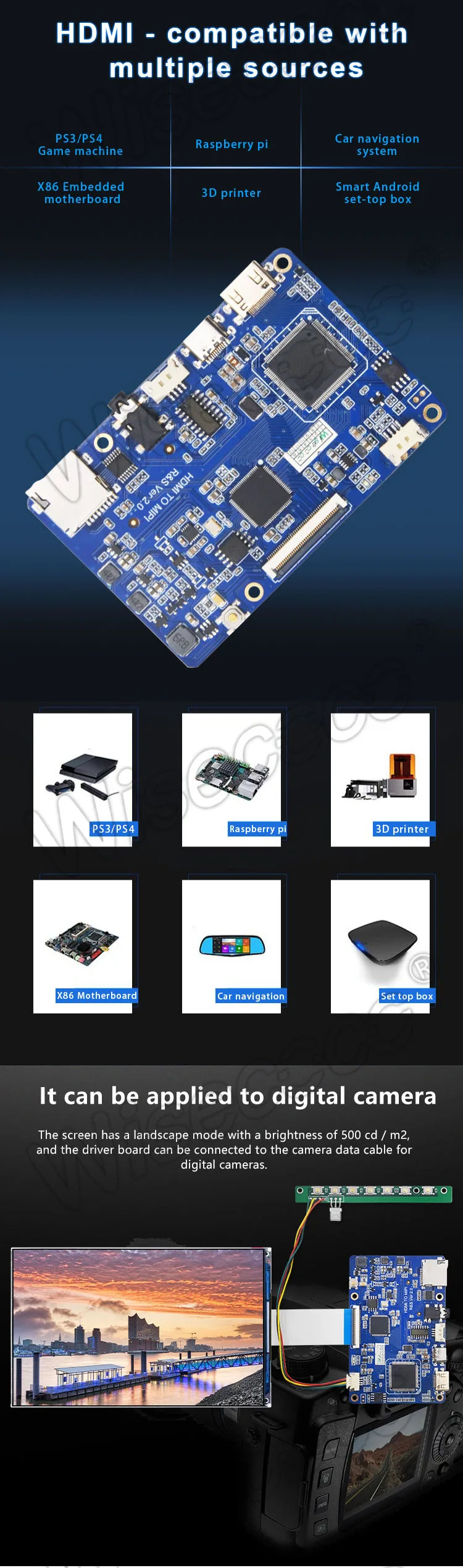 7 Inch TFT LCD Display 1920x1200 MIPI 500nits LCD Module With Driver Board