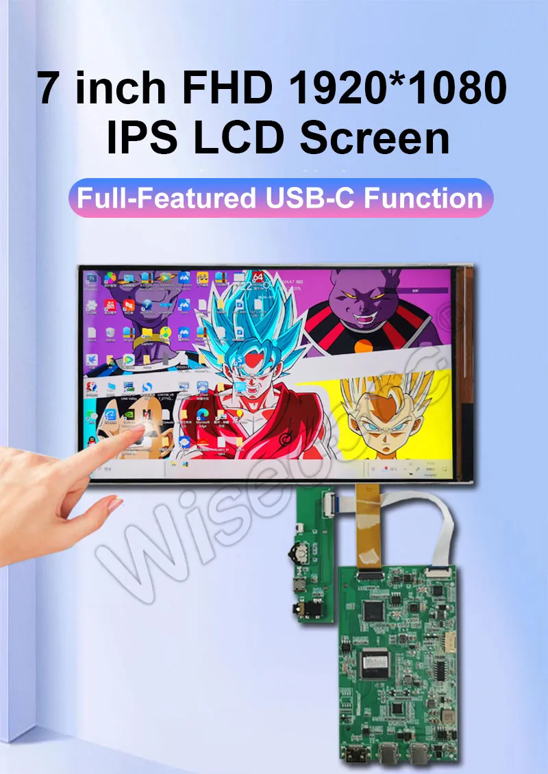 7 Inch TFT LCD Display 1920x1080 FHD Touchscreen Ultra-thin IPS LCD Screen with Full-featrued Usb-c Function