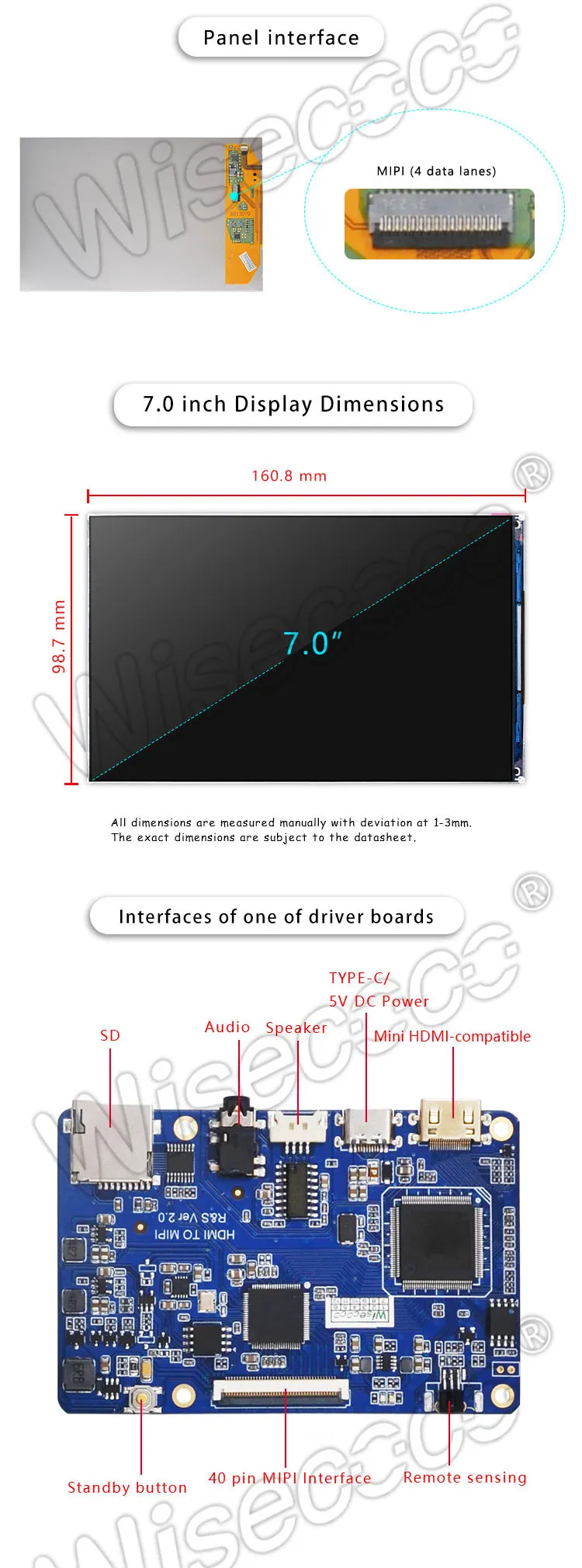 7 Inch Tft Lcd Module MIPI 1920x1200 IPS Display