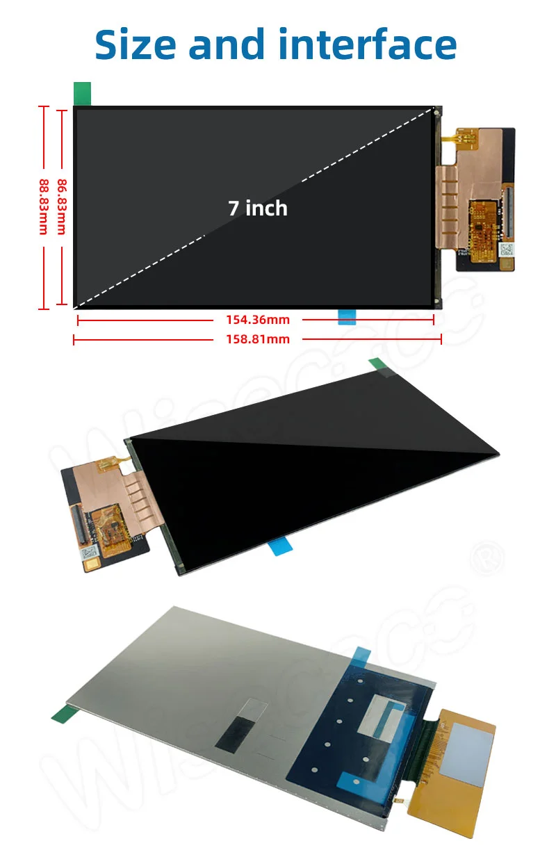 7 Inch IPS TFT LCD 1920x1080 MIPI Interface LCD Display Module with Driver Board