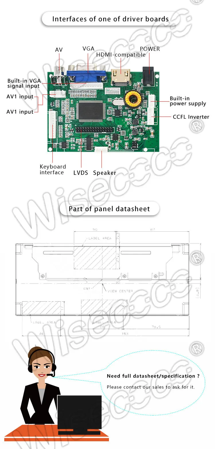 7.8 Inch Stretched Bar Lcd Display 800x300 Ips LVDS 500nits High Luminance TFT LCD Display