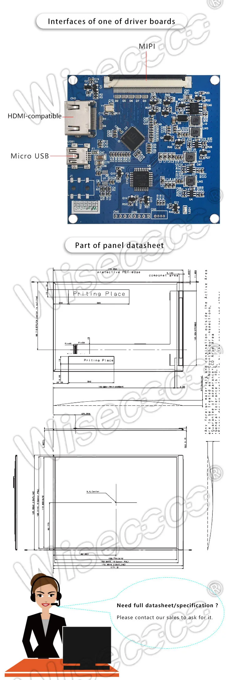 7.9 Inch TFT LCD Display 1536x2048 High Resolution MIPI Portrait Type LCD Panel With Driver Board