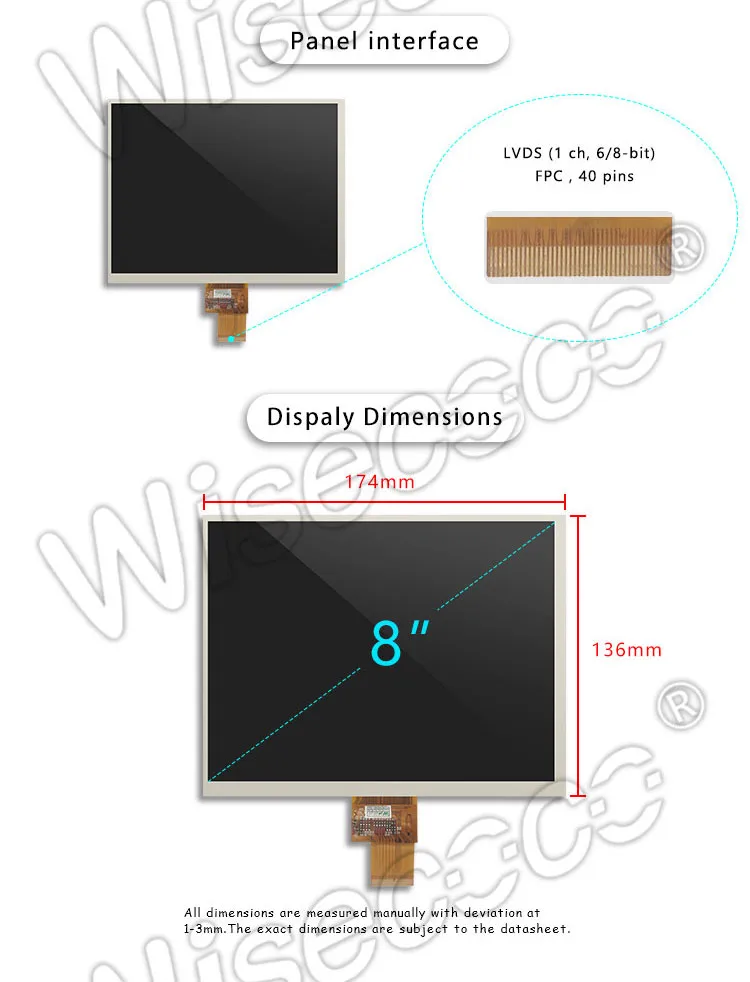 8 Inch TFT LCD Display 1024*768