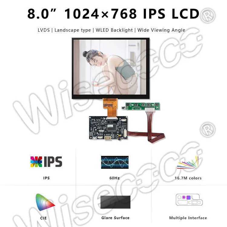 8 inch 1024x768 ips lcd display module