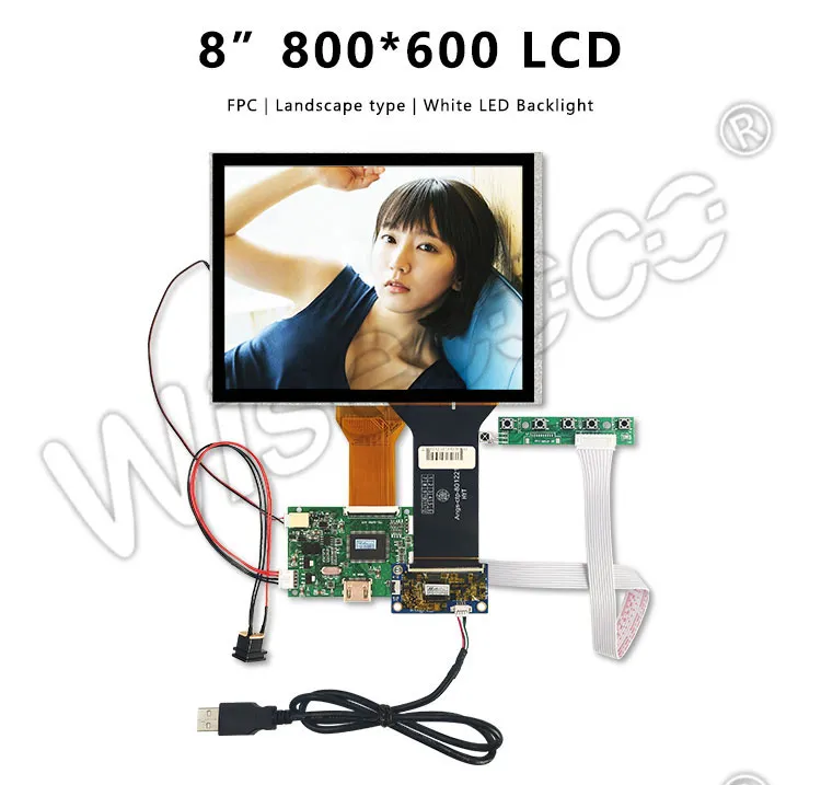 8 Inch 800x600 TFT LCD Display 50 Pins Parallel RGB Interface LCD Module With Touch