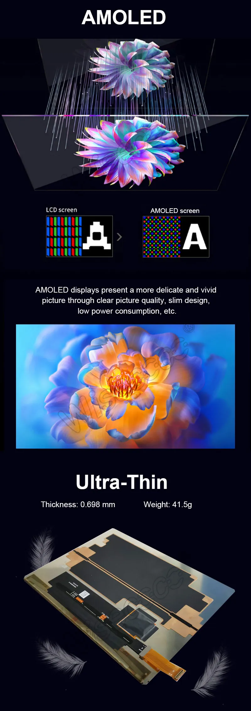 8 inch foldable screen flexible oled display