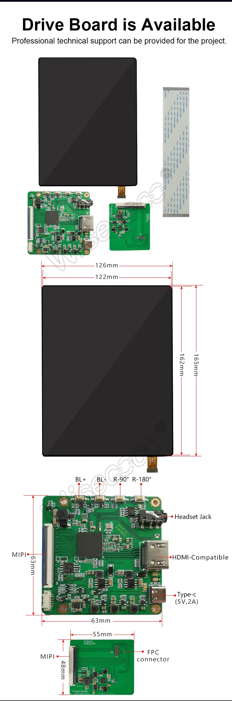 8 inch foldable screen flexible oled display