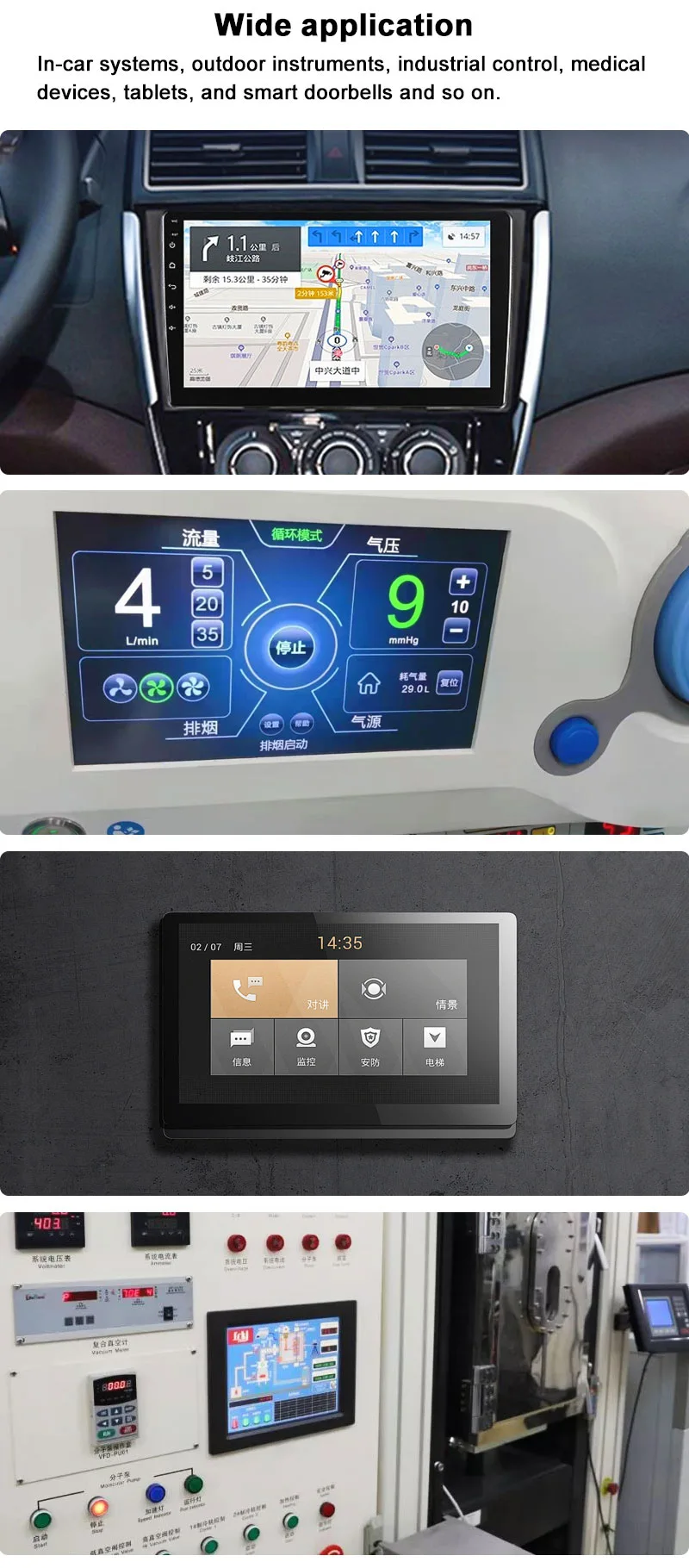 8.4 Inch IPS TFT LCD Display 1024x768 LVDS 1200nits Ultra High Brightness Wide Temperature LCD Display Application