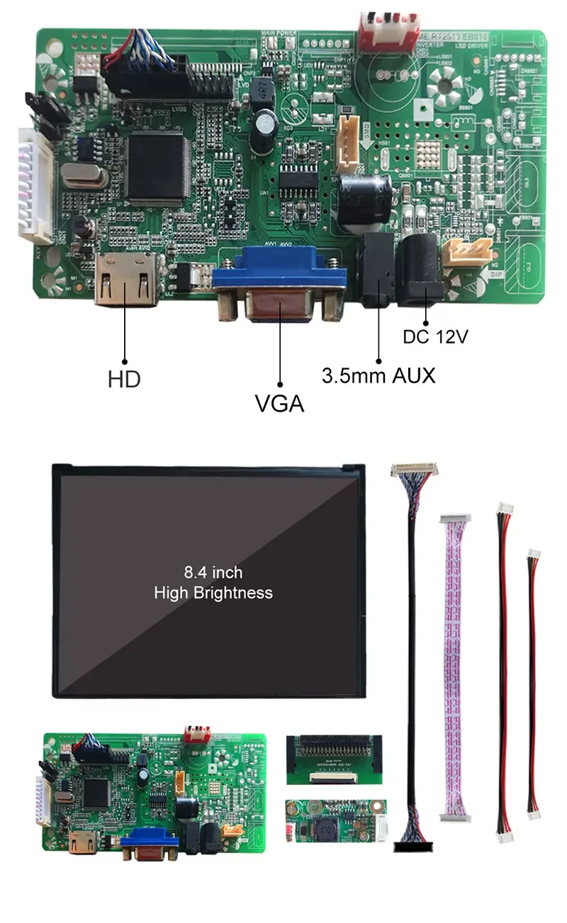8.4 Inch TFT LCD Display 1024x768 LVDS 1200nits Ultra High Brightness Wide Temperature LCD Display With Driver Board