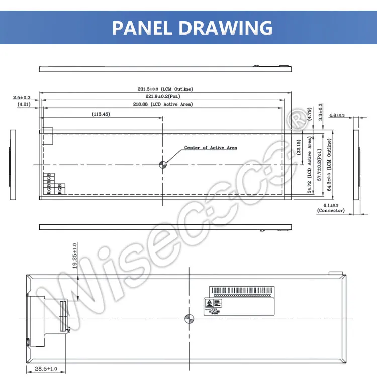 8.8 Inch Stretched LCD Display 480*1920 High Brightness Bar Type TFT LCD Display