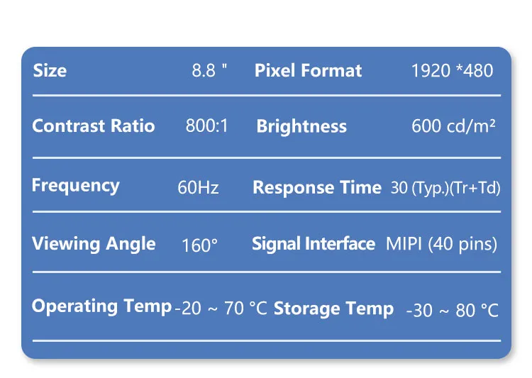 8.8 Inch Stretched LCD Display 480*1920 High Brightness Bar Type TFT LCD Display