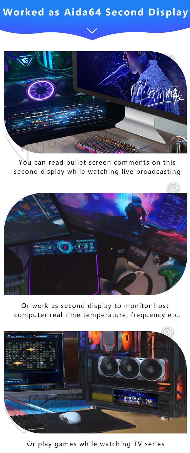 8.8 Inch Stretched Bar Display 1920x480 MIPI 40 Pins High Brightness IPS Bar LCD Panel