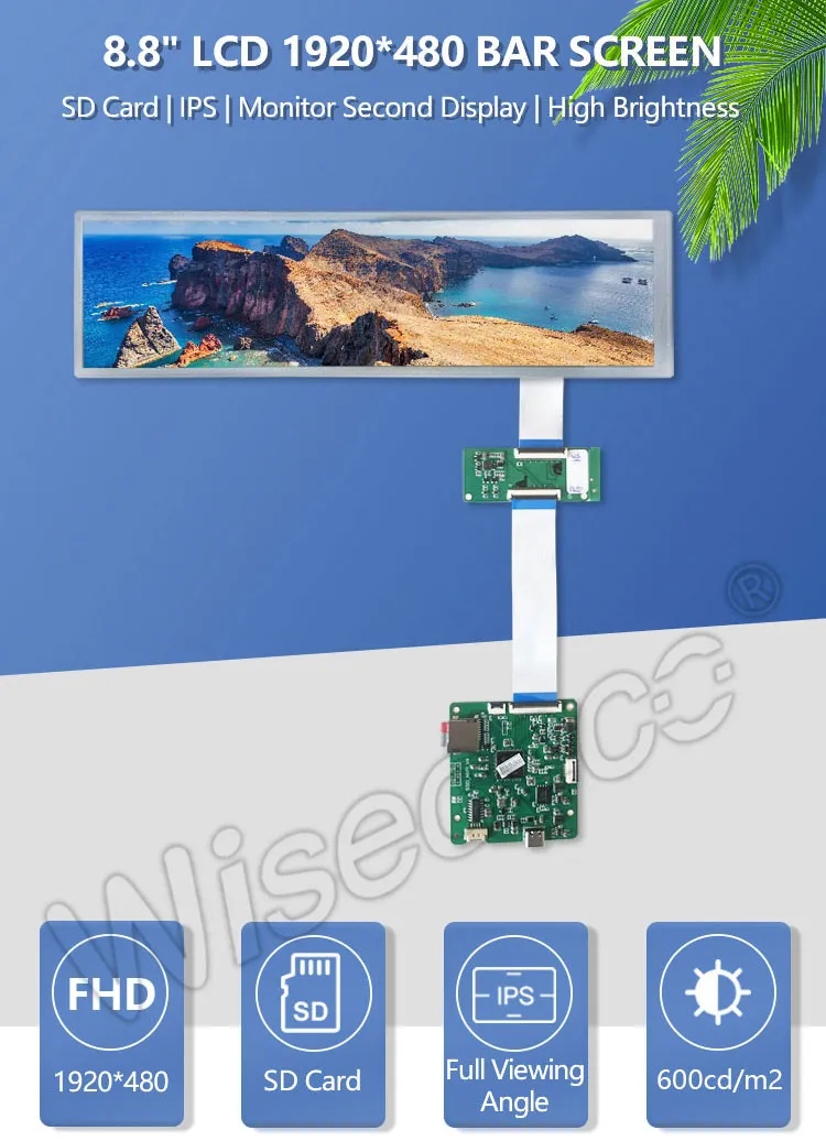 8.8 Inch 1920x480 Bar Type Lcd Module