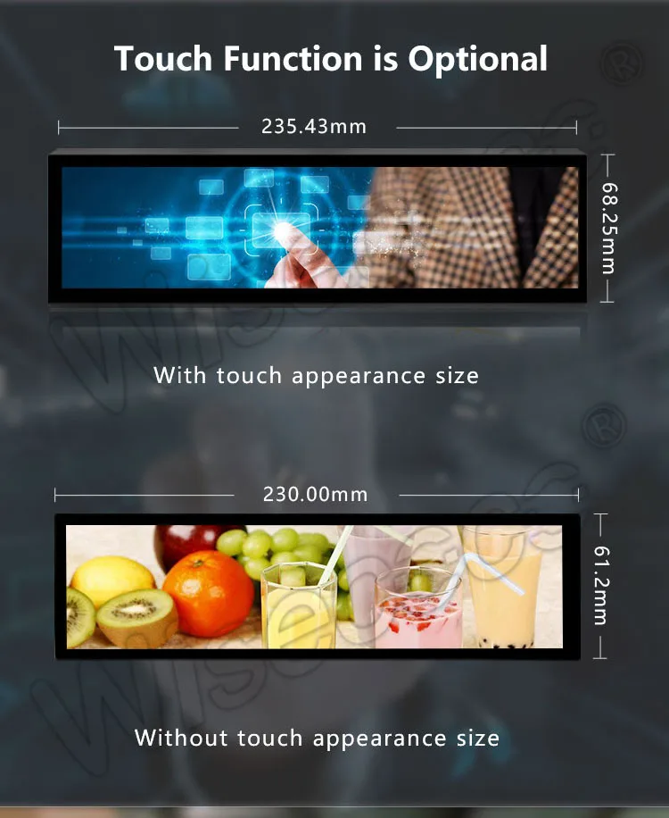 8.8 Inch Stretched Bar LCD Display 1920x480 Ultra Wide Mini Portable LCD Touch Monitor