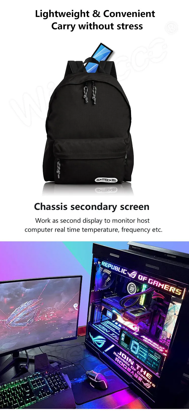 8.8 Inch Stretched Bar LCD Display 1920x480 Ultra Wide Mini Portable LCD Touch Monitor